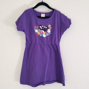 Hanna Andersson 110 5T 5 Dress Cat Short Sleeve Purple Summer Spring
